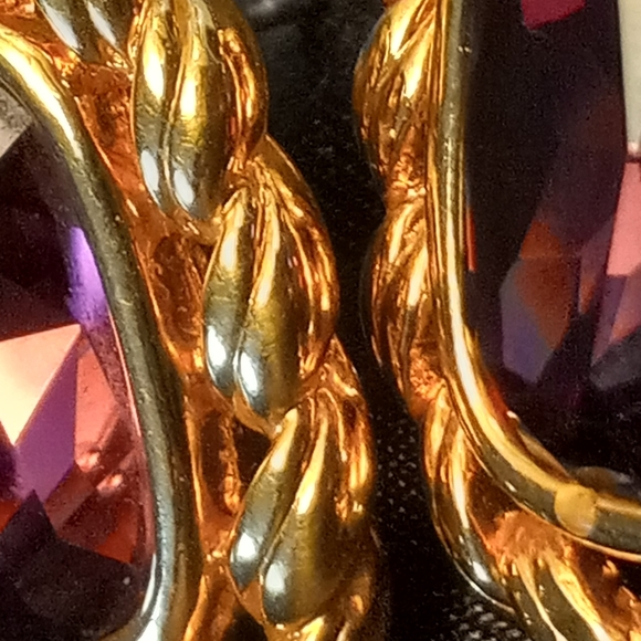 Purple and Gold Post Earrings - Picture 10 of 11